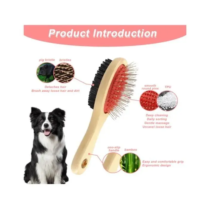 Brosse Double Face Bois Pour Chien et Chat miniature 2