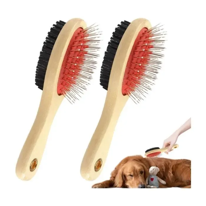 Brosse Double Face Bois Pour Chien et Chat miniature 3