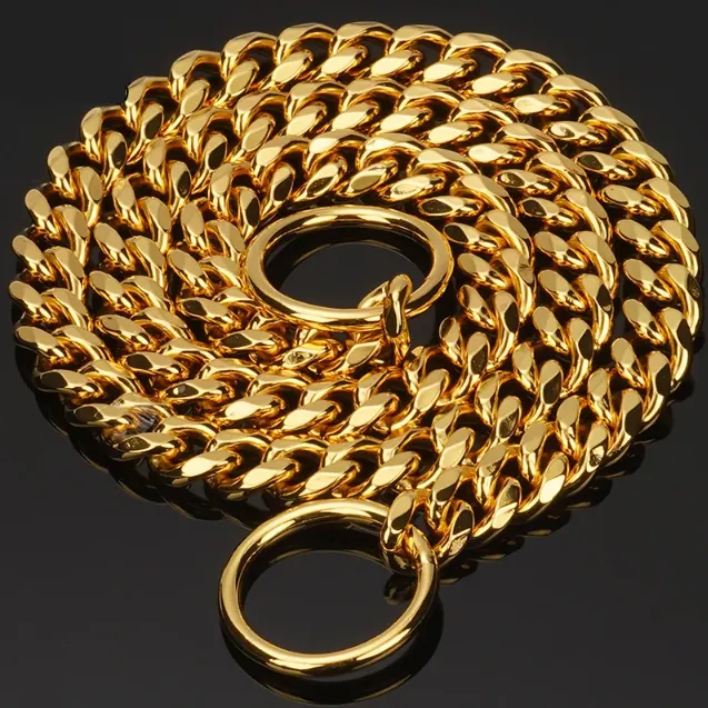 Collier en Acier Inoxydable pour Chien Plaqué Or miniature 3