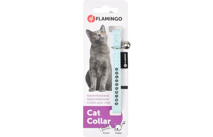 Collier Flamingo Chat avec Strass Bleu Clair miniature 2