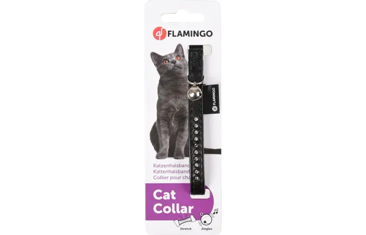 Collier Flamingo Chat avec Strass Noir miniature 2