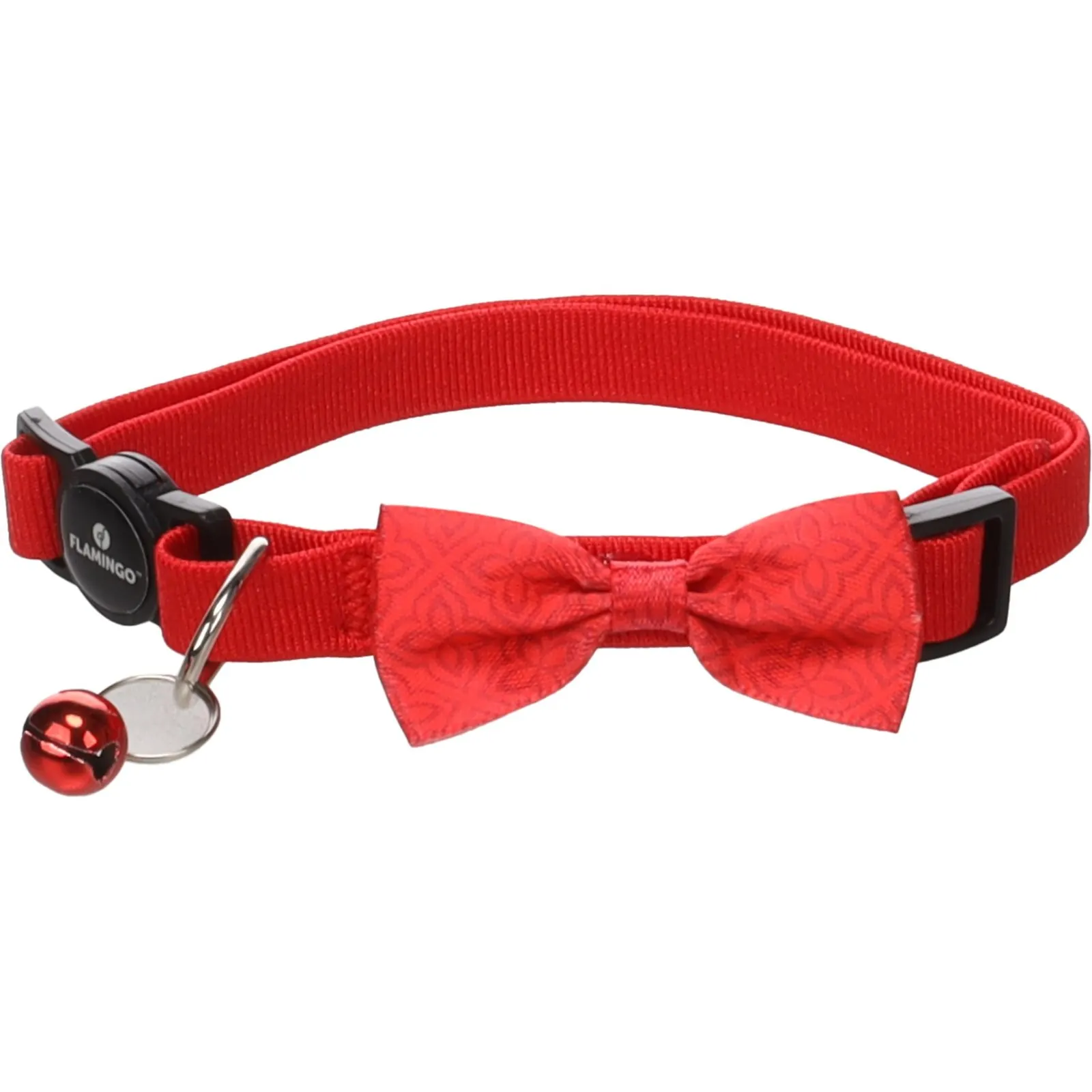Collier Flamingo Chat avec Noeud Castor Rouge miniature 2
