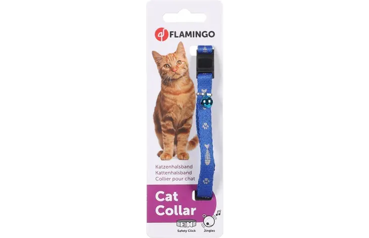 Collier Flamingo Chat Ziggi Bleu miniature 3