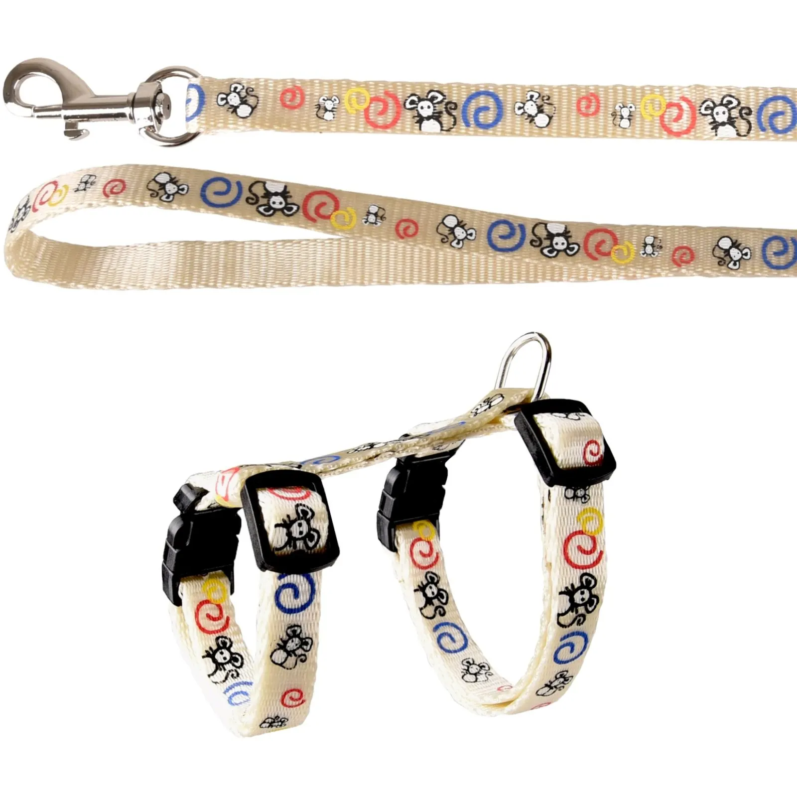 Harnais avec laisse Flamingo Chaton Topo Blanc miniature 4