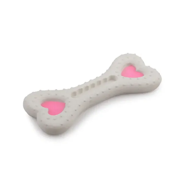 Jouet AFP Os de dentition en Latex Forme de Coeur Rose miniature 2