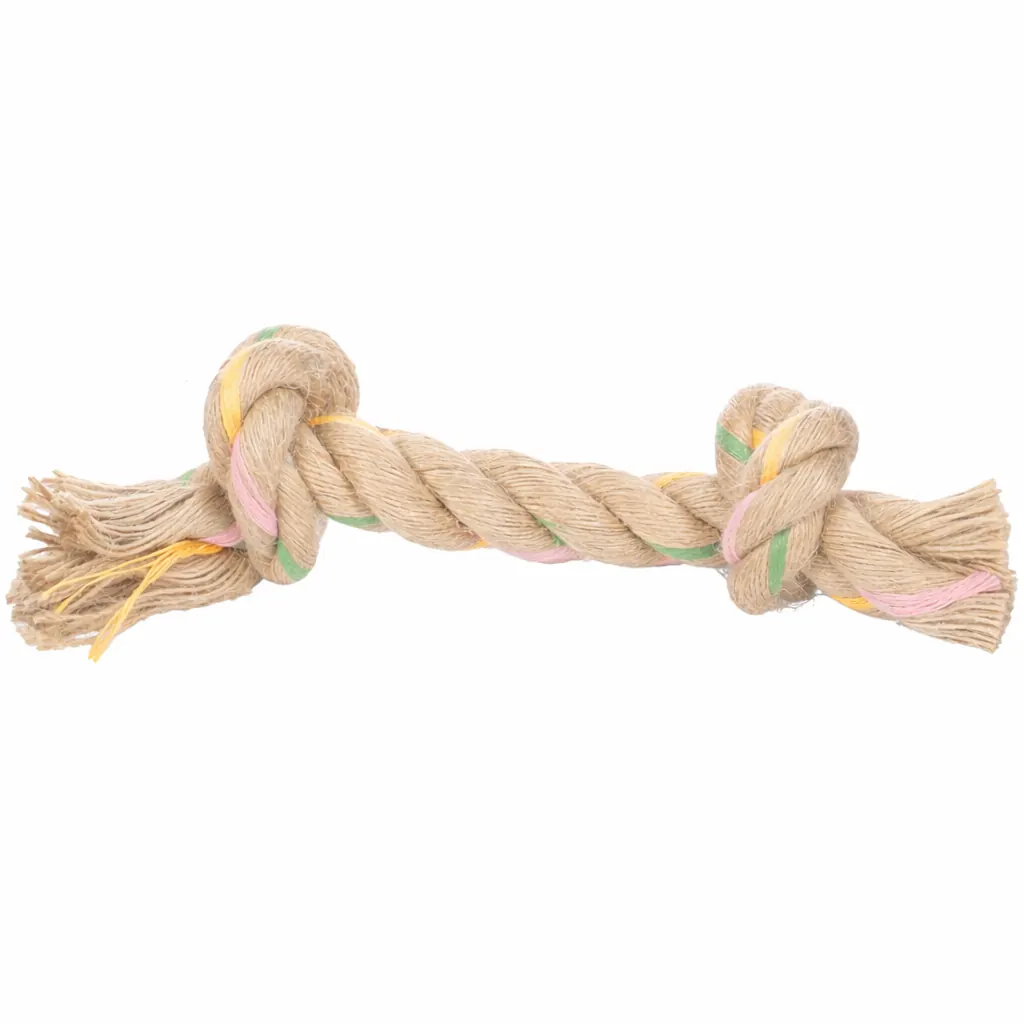 Flamingo Jouet Chiot Chanvre Luro Cordon Avec 2 Noeuds Brun miniature 2