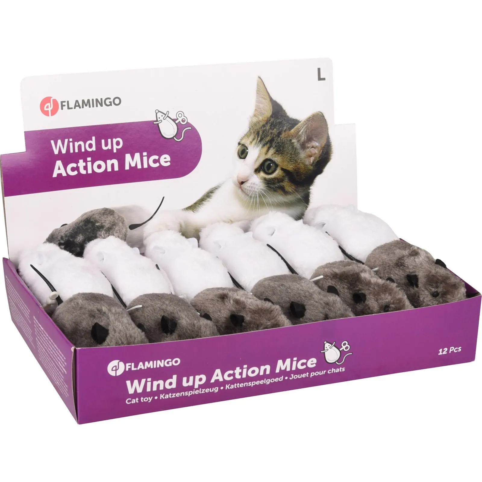 Jouet Flamingo pour chat : Asher Souris ( Gris | Blanc ) miniature 4