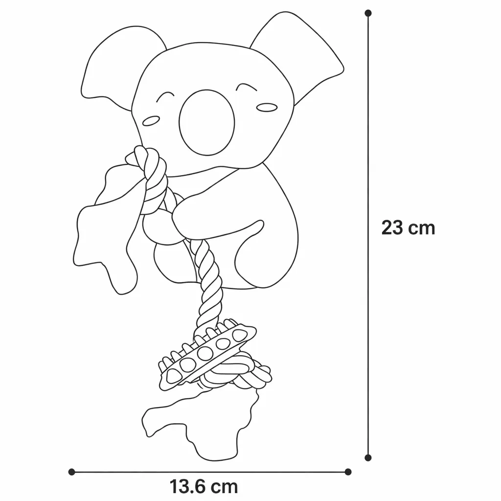 Jouet Pour Chiot et Adult Didi Koala Avec Corde Gris – Flamingo miniature 2