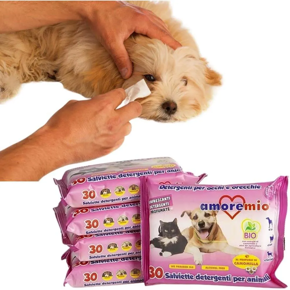 Lingettes Amoremio humides pour chiens et chats (30 PCS) miniature 3