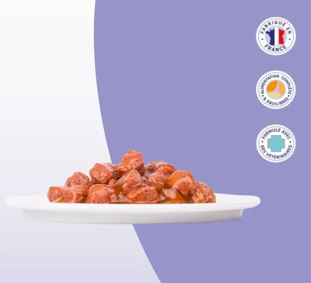Sachet fraîcheur 100g d’émincés au POULET en sauce (chiot) miniature 3