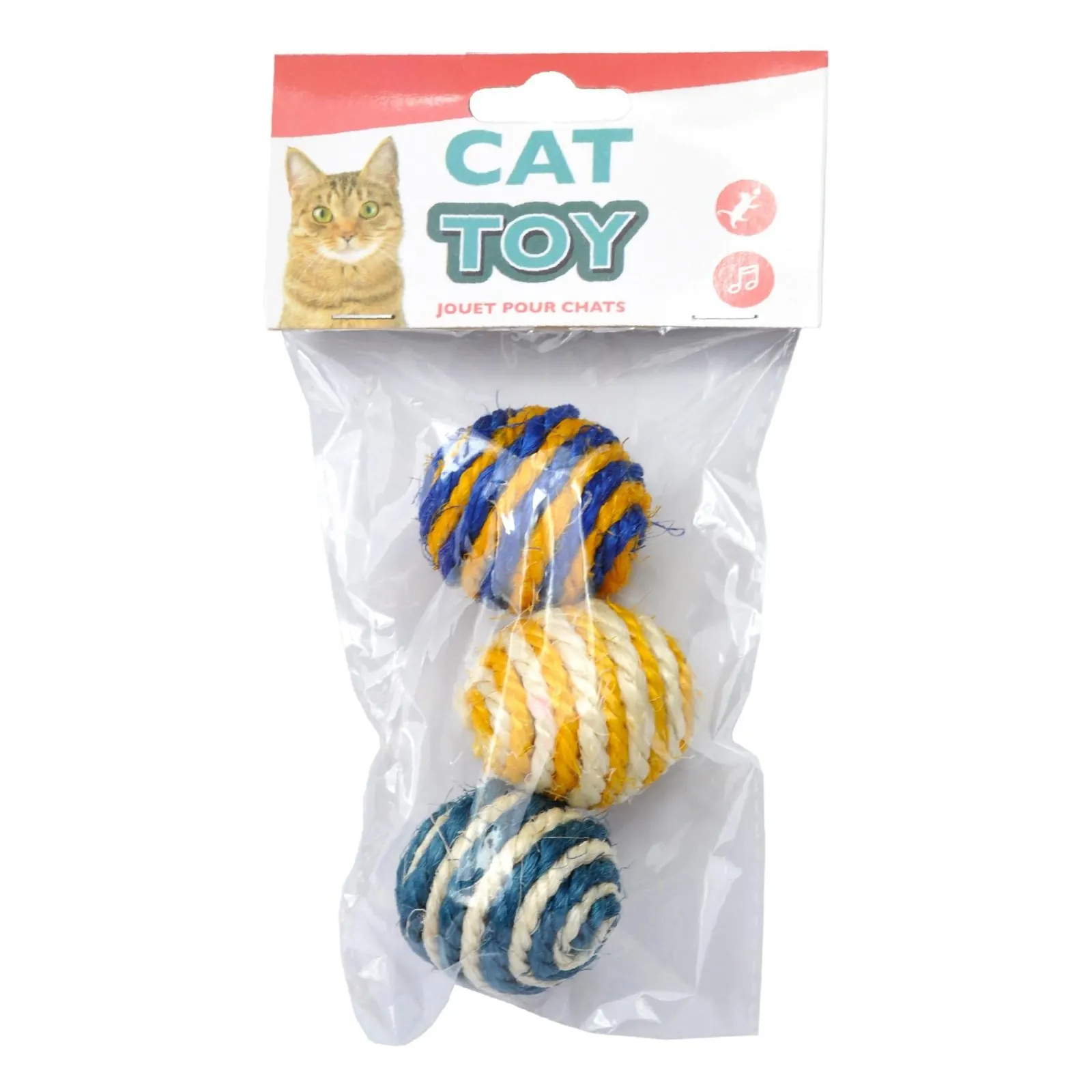 Jouet Set de 3 Balles en Sisal Couleurs Assorties Ø4,5cm miniature 2