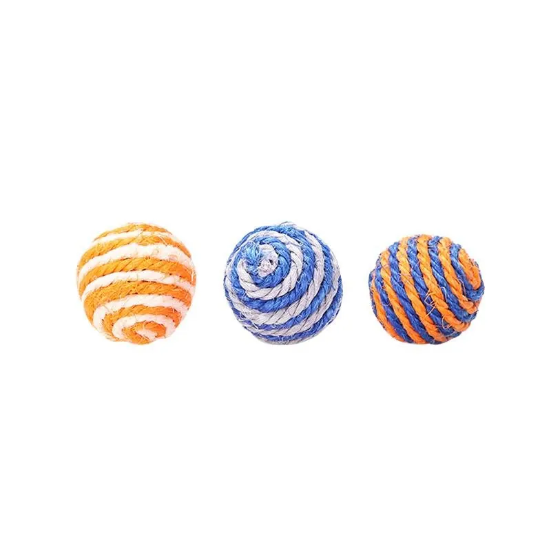 Jouet Set de 3 Balles en Sisal Couleurs Assorties Ø4,5cm miniature 3