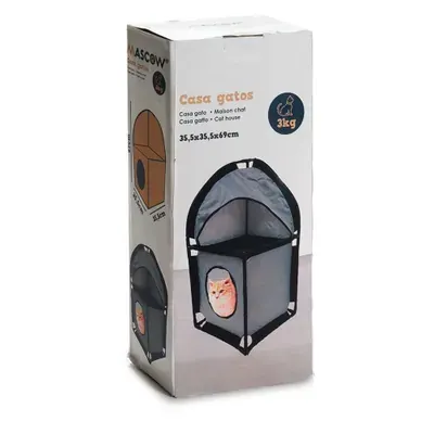 Tour D’angle Pour Chat En Métal Et Polyester Gris 69×35,5×35,5cm miniature 4