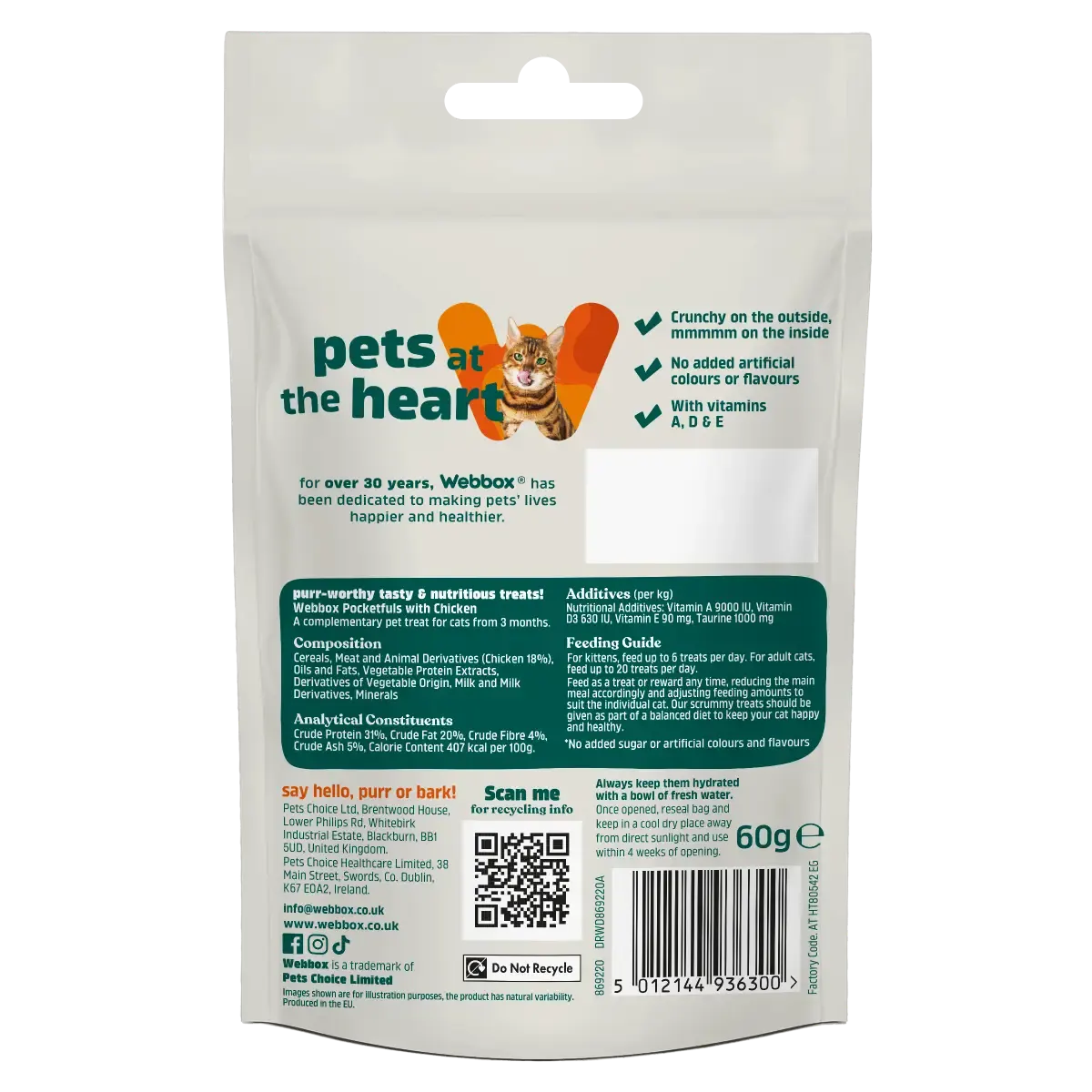 Webbox Friandises Pour Chats au Poulet Pocketfuls 60 g miniature 2