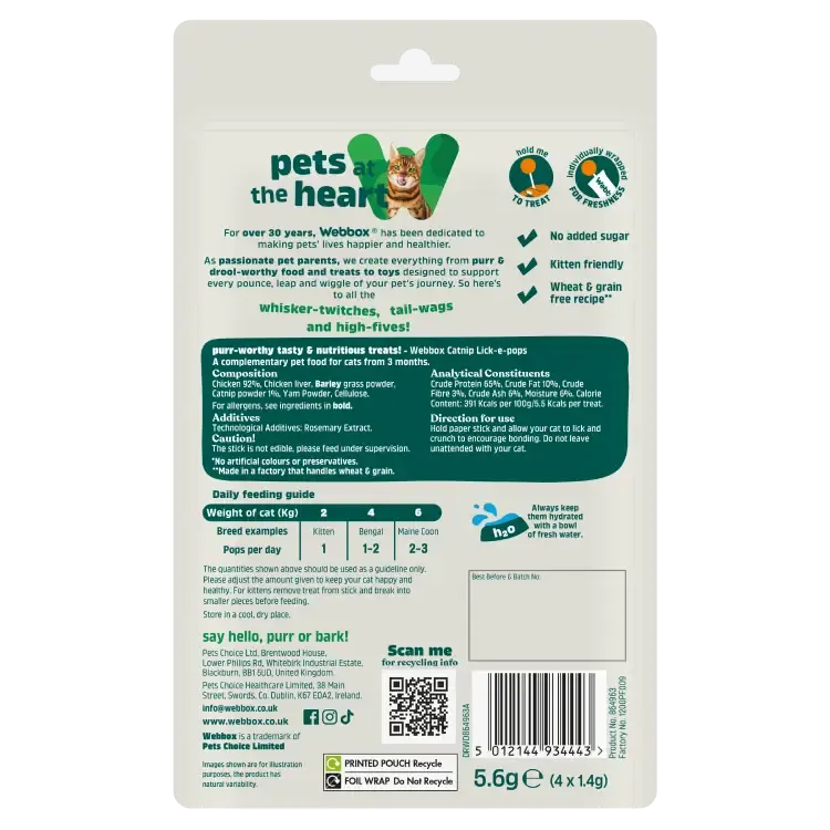 Webbox Lick-e-Pops Au Catnip Pour Chaton et Chat (4x14g) miniature 2