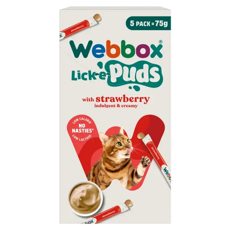 Webbox Lick-e-Puds pour chaton et chat à la Fraise (5x15g) miniature 2